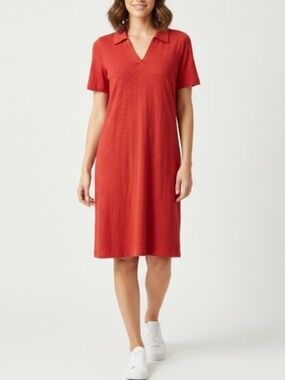 Boden Knit Red Shirt Dress Size 4R Vacation Relax Minimalist Preppy